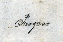 Schriftzug Progreso auf altem Papier