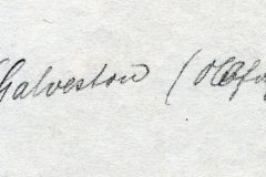 Handschriftliche Notiz mit dem Wort 'Galveston'