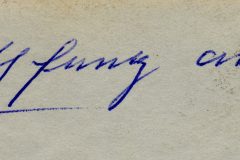 Handschriftliche Notiz mit Zahl und Ortsbezug
