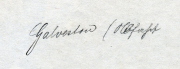 Handschriftliche Notiz mit dem Wort 'Galveston'