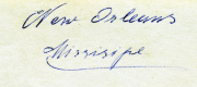 Handschriftlicher Vermerk ‚New Orleans Mississippi‘