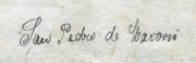Handschriftliche Ortsangabe San Pedro de Macorís