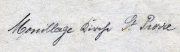 Handschriftlicher Vermerk „Kommandloge Dirsch d. Prove“ auf historischem Dokument