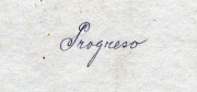 Handschriftliche Notiz mit dem Wort 'Progreso'