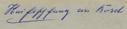 Handschriftliche Notiz mit Zahl und Ortsbezug
