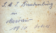 Fotoaufschrift SMS Brandenburg aus dem Jahr 1910