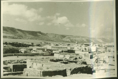 Nordafrikanische Siedlung mit Moschee und Berglandschaft