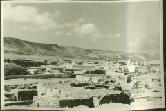 Nordafrikanische Siedlung mit Moschee und Berglandschaft