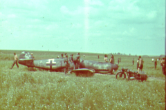 Abgestürztes deutsches Flugzeug in russischer Steppe