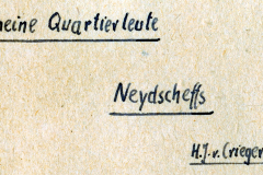 Handschriftliche Notiz: Quartierleute Neydscheffs, H.J. v. Griegern