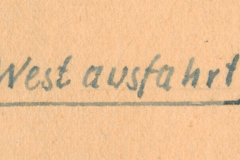 Handschriftliche Beschriftung 'Westausfahrt'