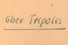 Handschriftliche Beschriftung '?ber Tripolis'