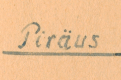 Handschriftliche Beschriftung 'Pir?us' auf Archivmaterial