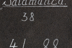 Albumseite mit handschriftlichen Einträgen und Nummern