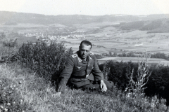 Luftwaffenoffizier in Landschaft, Porträtaufnahme