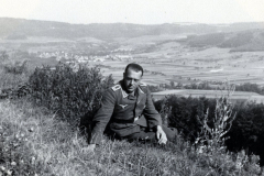 Luftwaffenoffizier in Landschaft, Porträtaufnahme