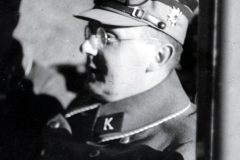 Luftwaffenoffizier in Flugzeugkanzel, Profilaufnahme