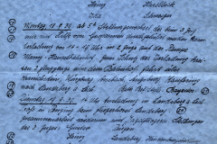 Handschriftliches Dokument mit Luftwaffeneinheiten und Einsatzberichten, 1939-1940