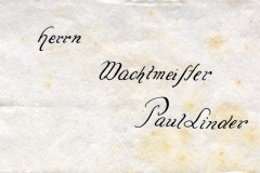 Handschriftliche Beschriftung: Herr Wachtmeister Paul Lindner
