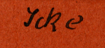 Handschriftliche Inschrift auf rotem Untergrund