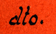 Handschriftliche Aufschrift 'allo' auf orangerotem Untergrund
