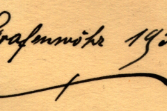 Handschriftliche Notiz mit Ortsangabe und Jahreszahl 1938