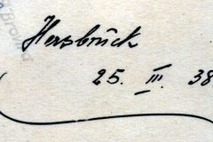 Handschriftliche Archivnotiz mit Datierung 25. III. 38