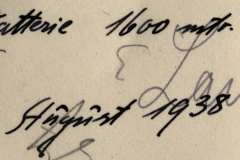 Handschriftliche Notiz mit Datumsangabe August 1944