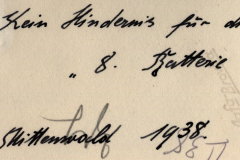 Handschriftliche Beschriftung: Kein Hindernis für die 8. Batterie, Sitterwald 1938