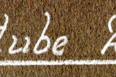 Beschriftung 'Stube 28' auf Textiluntergrund
