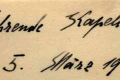 Handschriftliche Notiz: Fahrende Kapelle, 5. März 1939