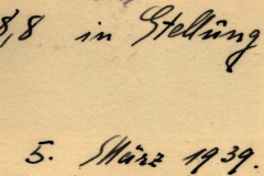 Handschriftliche Notiz mit Datumsangabe März 1939