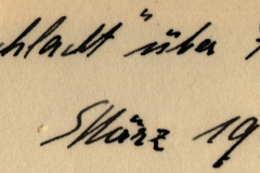 Handschriftliche Notiz mit Datum 5. März 1939