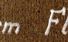 Beschriftung '2 cm Flak' auf Textiluntergrund