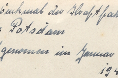Handschriftliche Notiz mit Datumsangabe 1942