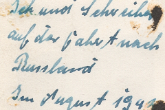Handschriftliche Notiz mit Datumsangabe August 1942