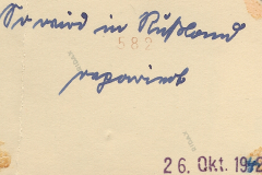 Archivierte Fotorückseite mit handschriftlichen Notizen und Datierung Oktober 1942