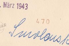 Archivdokument mit Datierung 1. März 1943 und Handschriftlicher Signatur