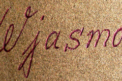 Handschriftliche Beschriftung auf Textilgewebe