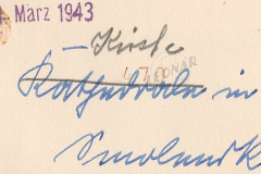 Handschriftliche Notiz mit Datumsangabe März 1943