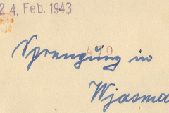 Handschriftliche Notiz vom 24. Februar 1943