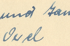 Handschriftliche Notiz 'Walli und Hannara in ?del'