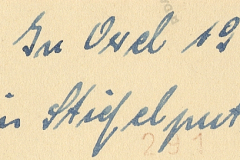 Handschriftliche Notiz mit Datierung Dezember 1943