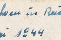 Handschriftliche Notiz: Rollerfahren im Reichshof, Mai 1944