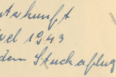 Handschriftliche Notiz auf Archivmaterial, Ueckermünde 1943