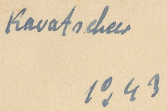 Handschriftliche Notiz mit Ortsangabe und Jahreszahl 1949