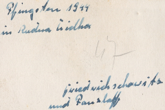 Handschriftliche Notiz mit Datumsangabe 1941 und Ortsreferenzen
