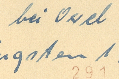 Handschriftliche Notiz mit Ortsangabe und Jahreszahl 1943