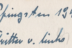 Handschriftliche Notiz mit Ortsangabe und Jahreszahl 1944