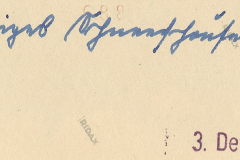 Handschriftliche Notiz mit Datumsangabe 3. Dezember 1942